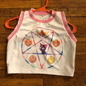 Sailor Moon Pentagram Ringer Crop Tank